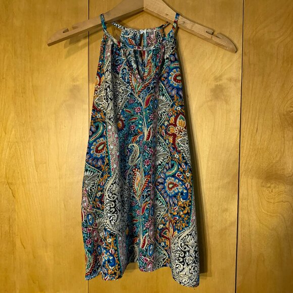 Clarm Qi Sang Tops - Clarm Qi Sang colorful graphic summer top, size Large